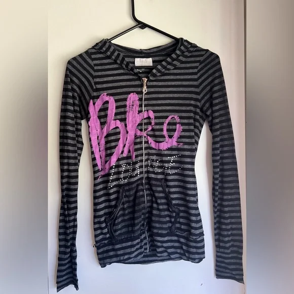 BKE Lounge Y2K Vintage Zip Up Lightweight Sheer Hoodie Jacket - Picture 3 of 11